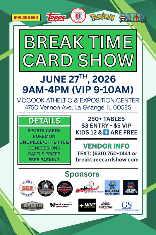 June 27th - McCook Athletic Center Card Show Vendor 8FT Table - Details In Description