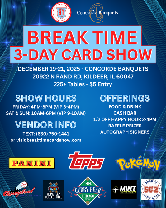 Concorde Banquets 3-Day Card Show Vendor 8FT Table 12/19-21 - Read Description Below - includes 3% fee