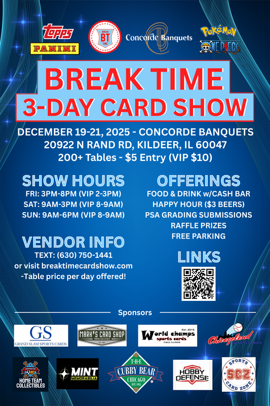 Concorde Banquets 3-Day Card Show Vendor 8FT Table 12/19-21 - Read Description Below - includes fee