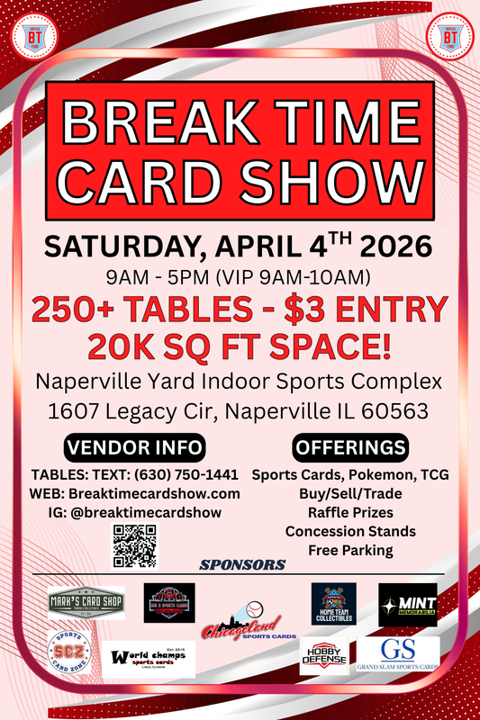 April 4th - NAPERVILLE YARD Card Show Vendor 8FT Table